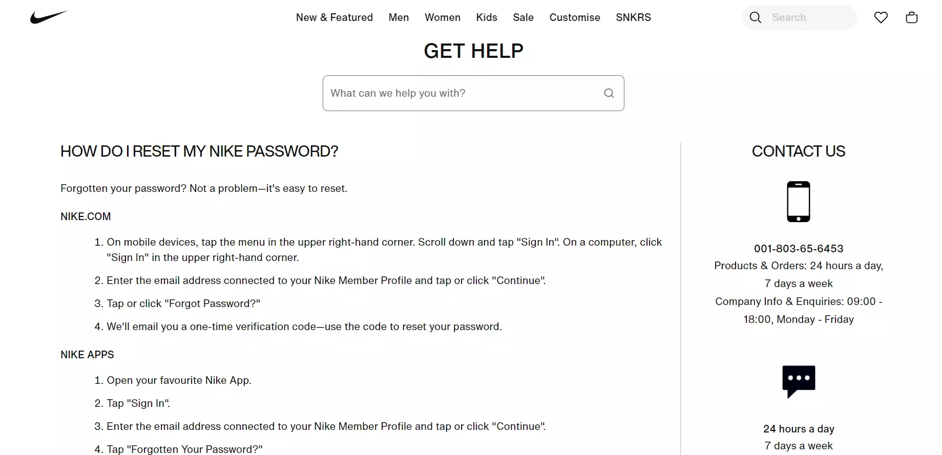 Nikes praktiske kontaktinformasjon