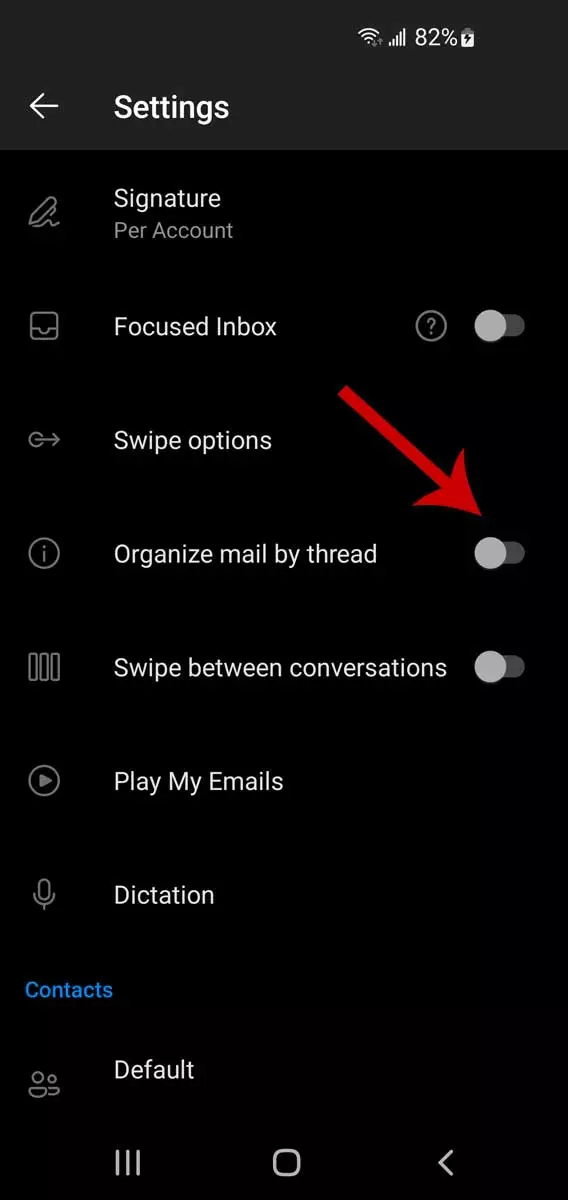 Outlook e-posttråder på mobile enheter, steg 3