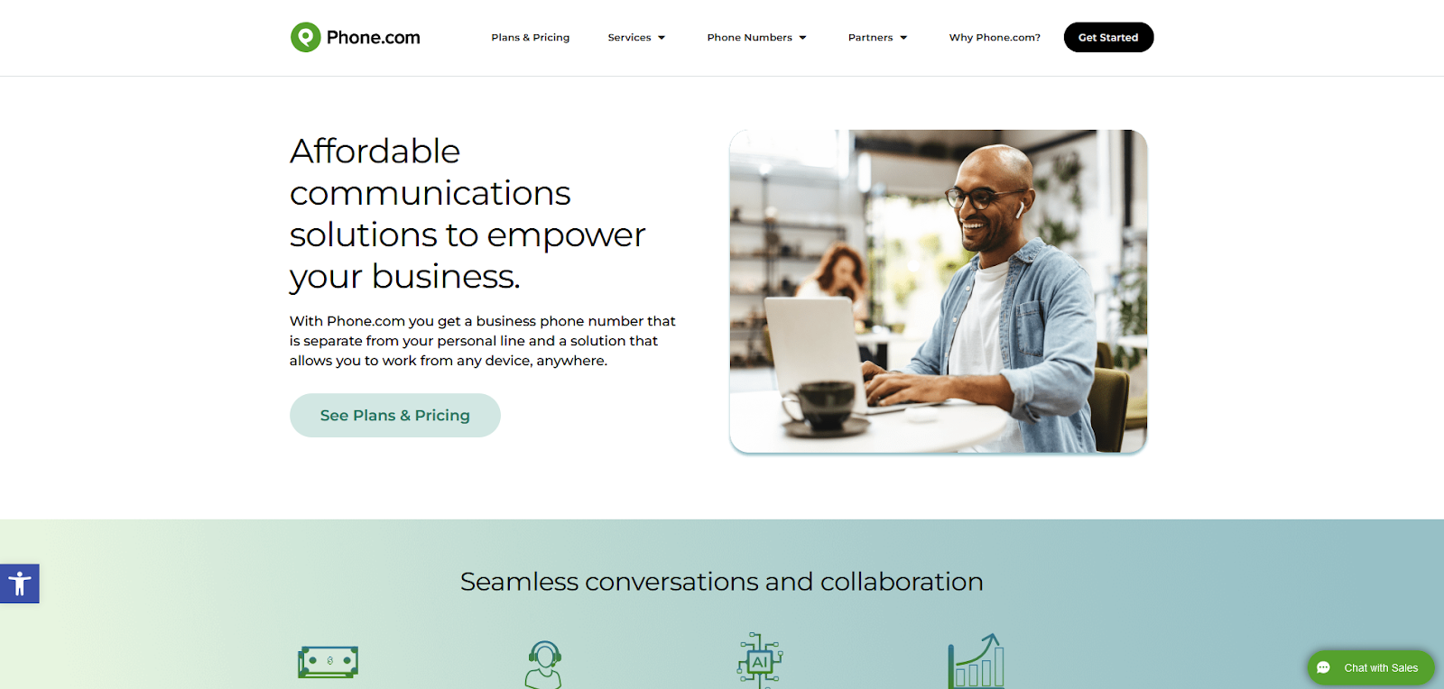 Phone.com call center-programvare hjemmeside