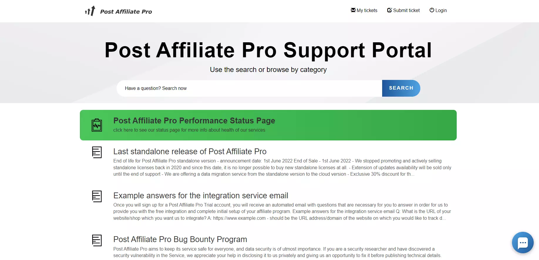 Post Affiliate Pros supportportal