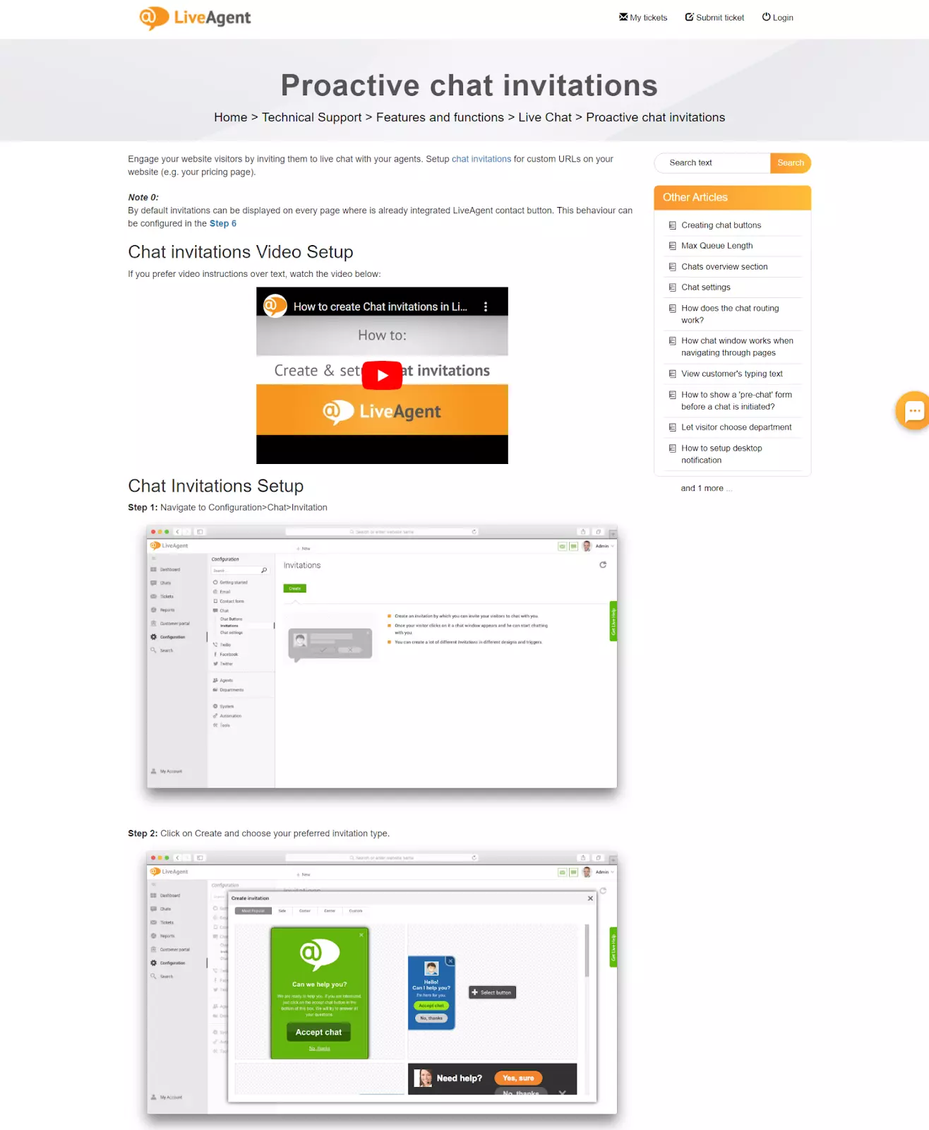 LiveAgent's guide on proactive chat invitations