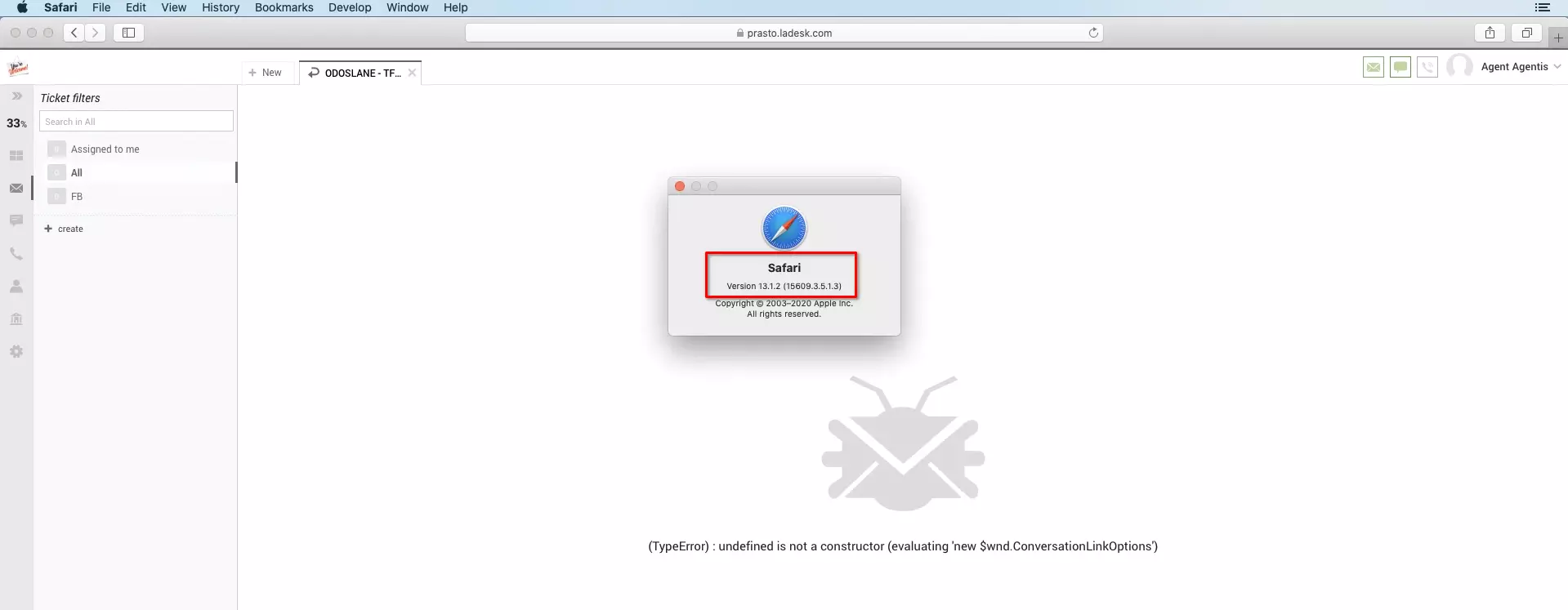 LiveAgent in Safari browsers after an update