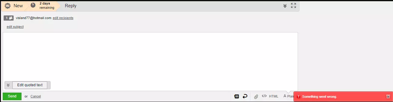 Lagring av ugyldig e-postmal