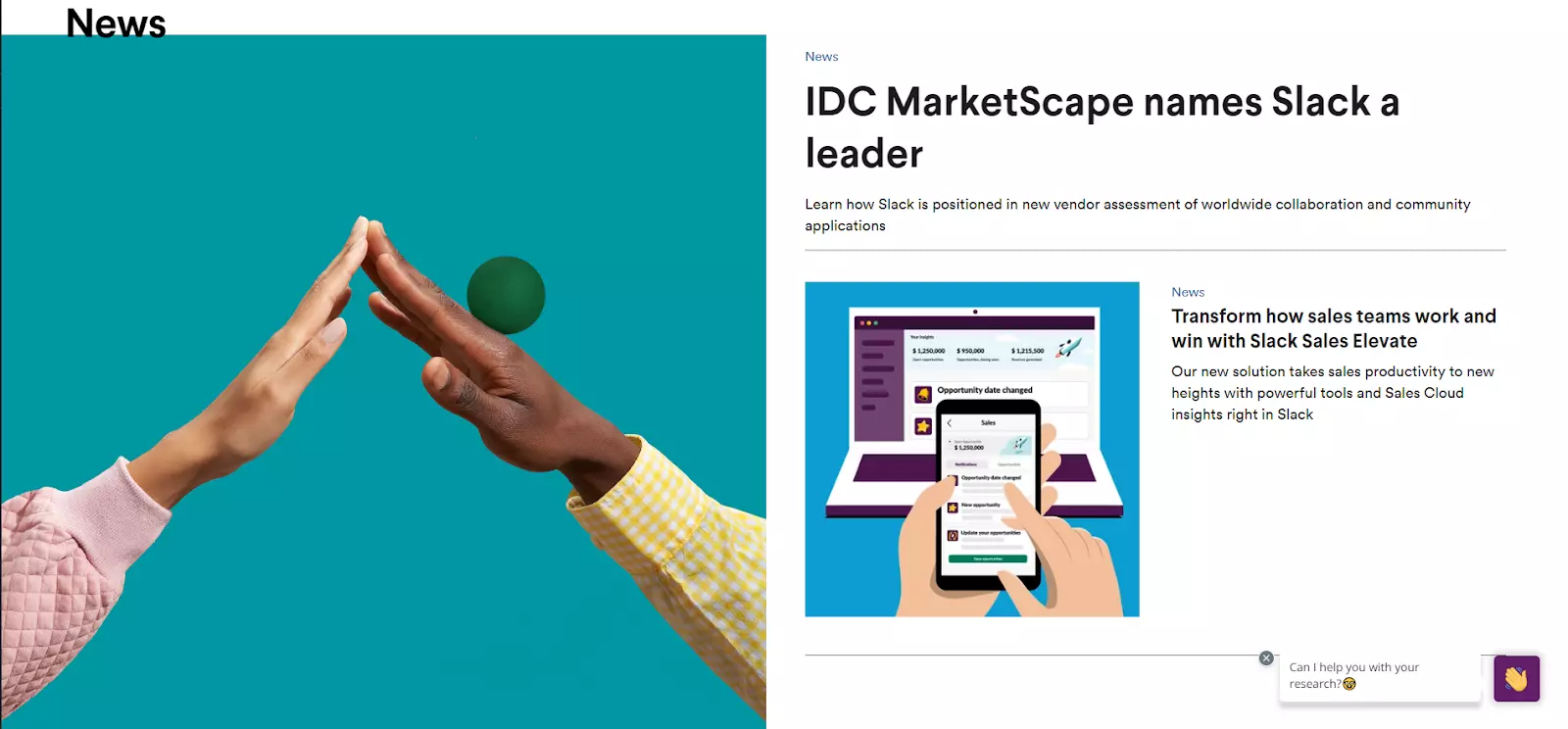 Skjermbilde av Slack sin bloggside