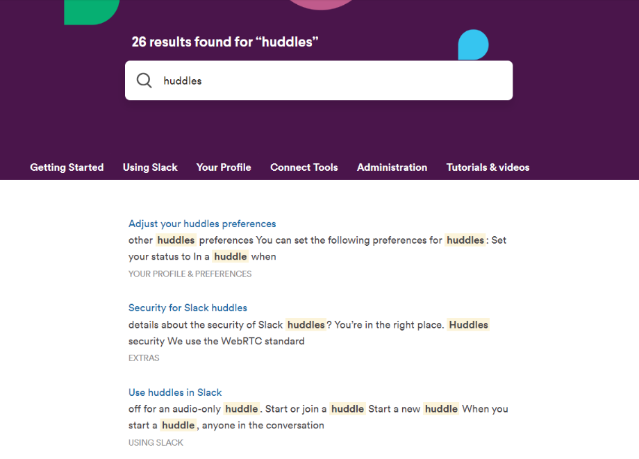 Slacks søkefunksjonalitet