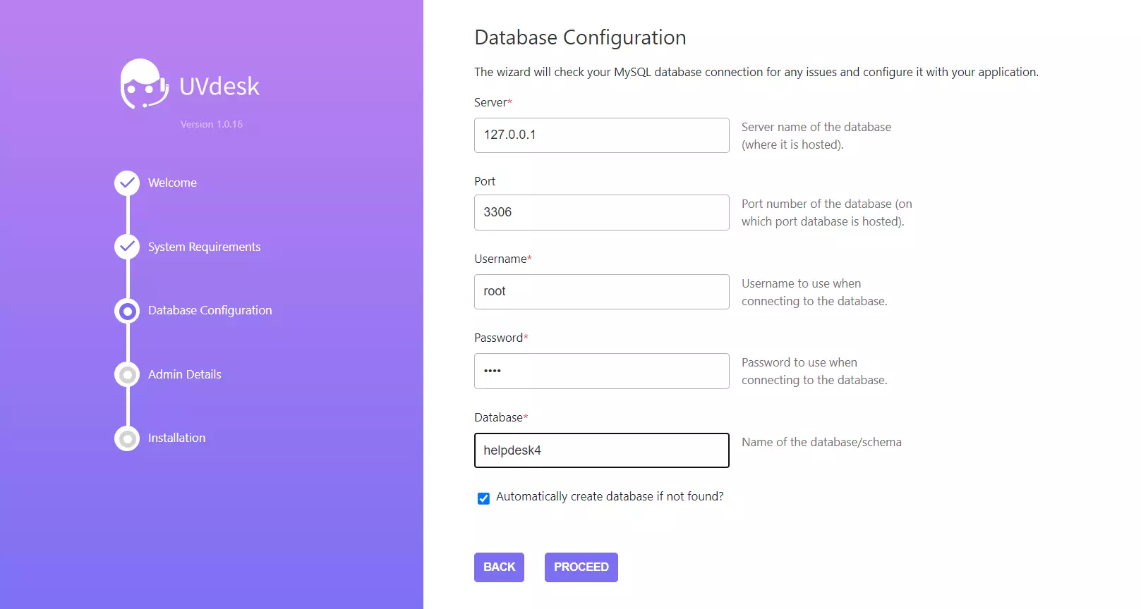 Et eksempel på UVdesks installasjonsveileder
