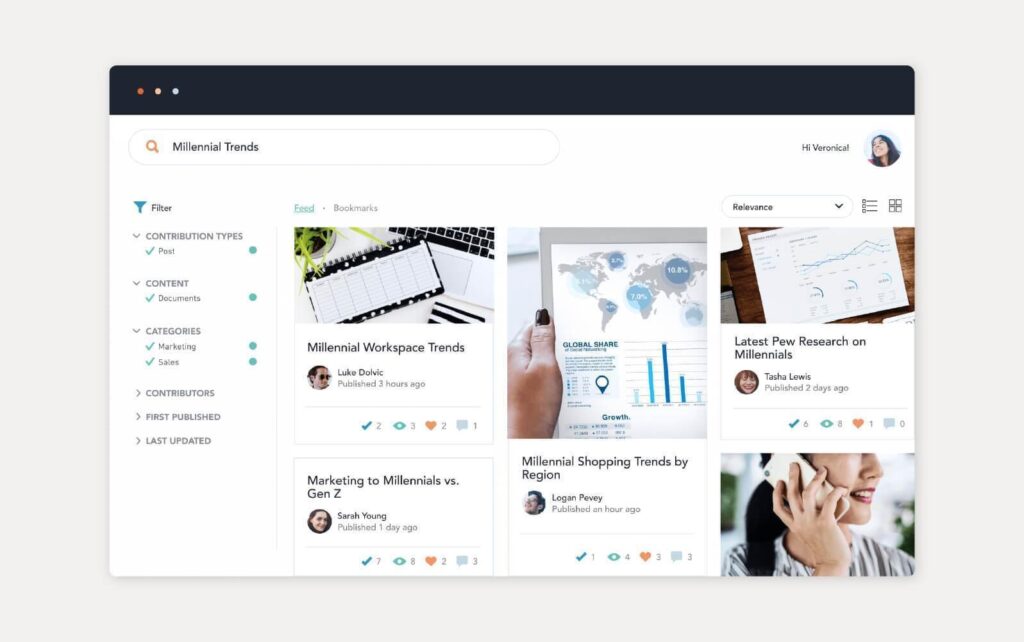 Eksempel på kunnskapsbaseløsning levert av Bloomfire