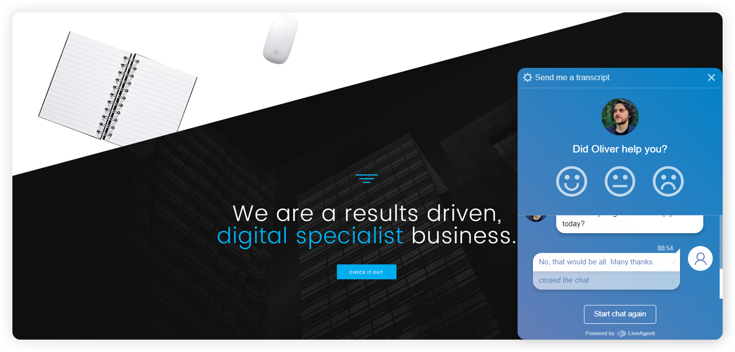 Eksempel på et enterprise-agentrangeringsvindu