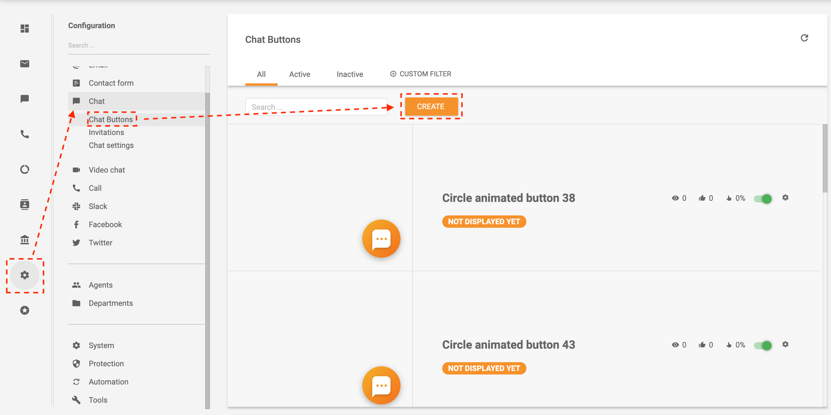 Eksempel på hvordan du lager en chatknapp