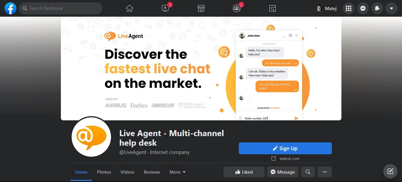 LiveAgent – Facebook-side