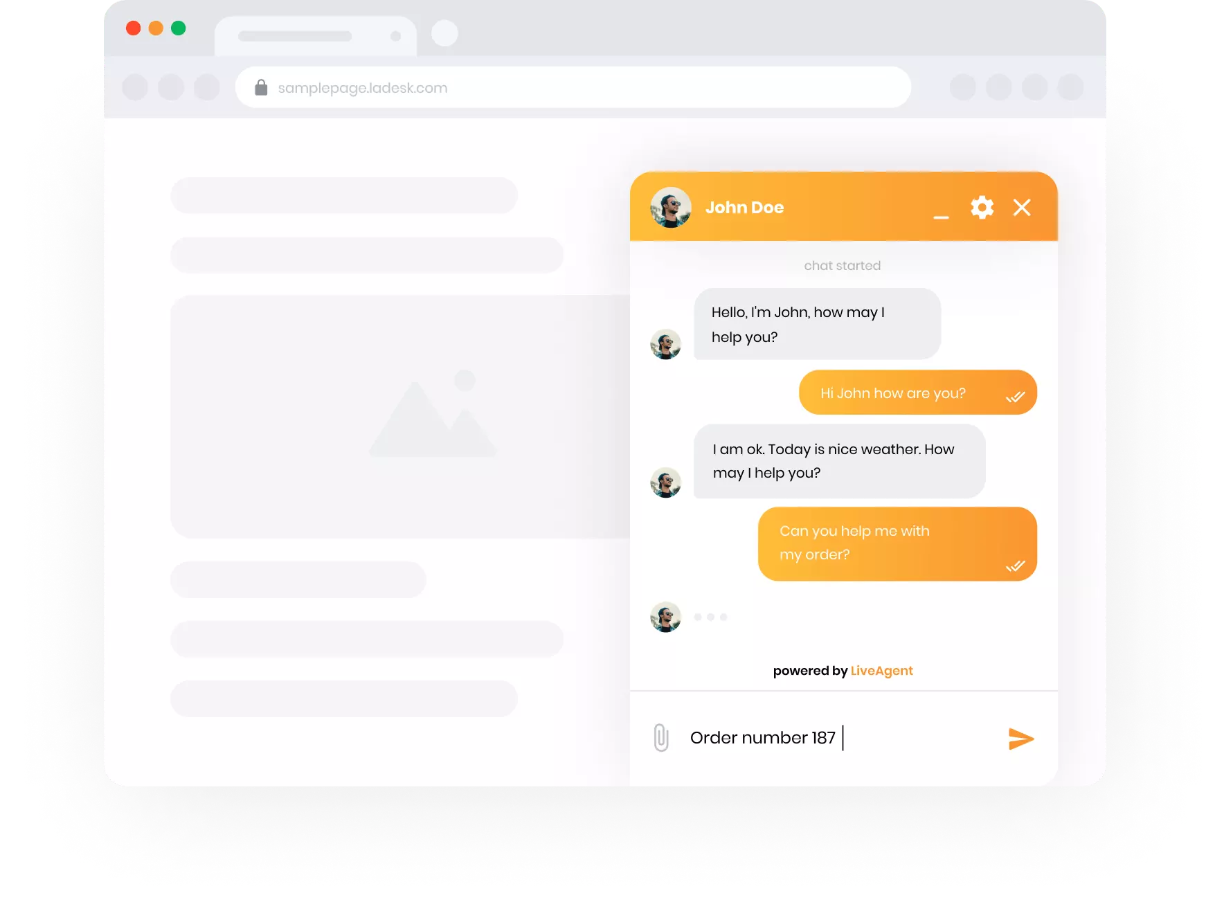 LiveAgent live chat visning