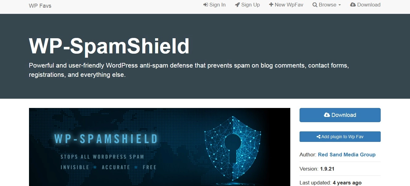 WP-Spam-shield nettsted