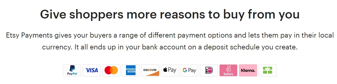 Etsy-betalingsmetoder