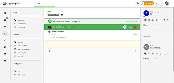 LiveAgent interne anrop pågår
