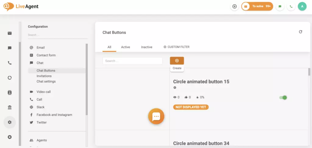 LiveAgent&rsquo;s chat-seksjon innstilling