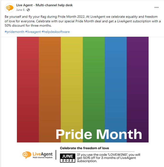 LiveAgents Pride Month-rabatttilbud