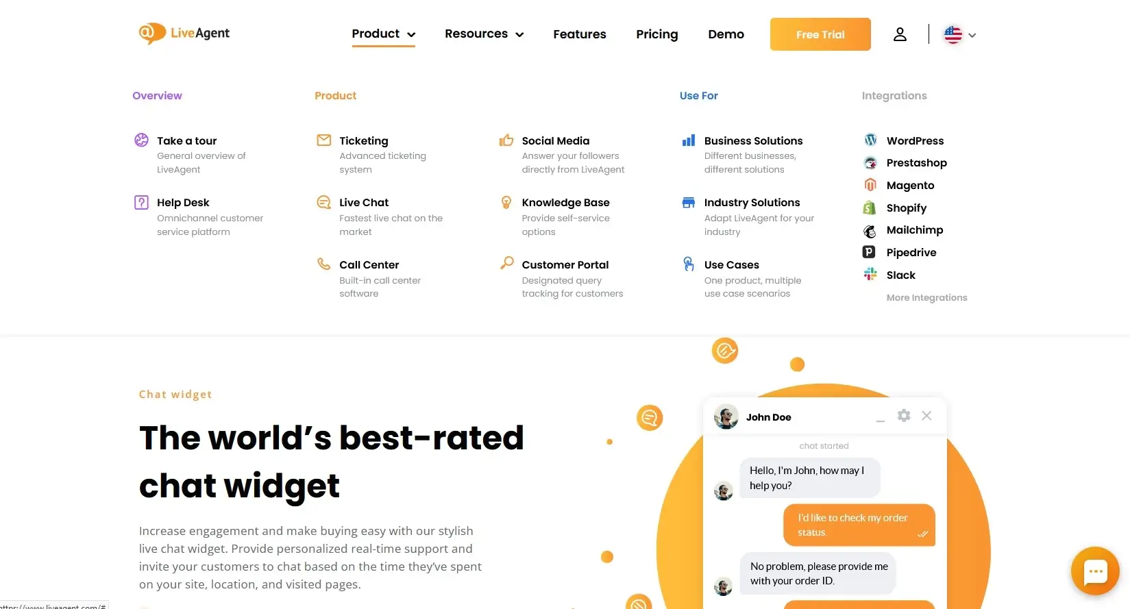 LiveAgent&rsquo;s produktfane