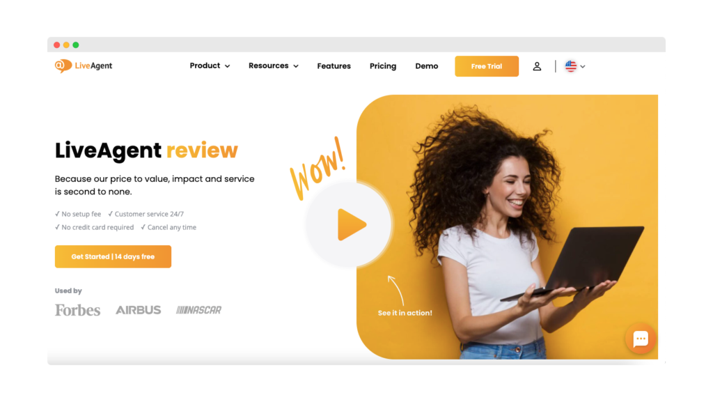 LiveAgent landingsside