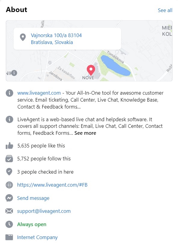 LiveAgents Facebook-biografi