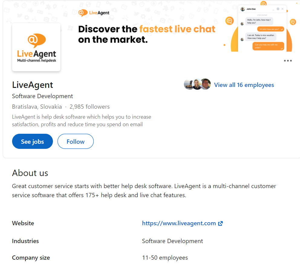 LiveAgents LinkedIn-profil