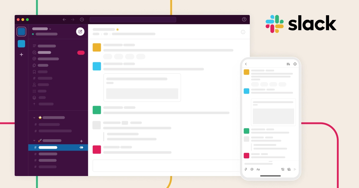 Slack-funksjoner mockup