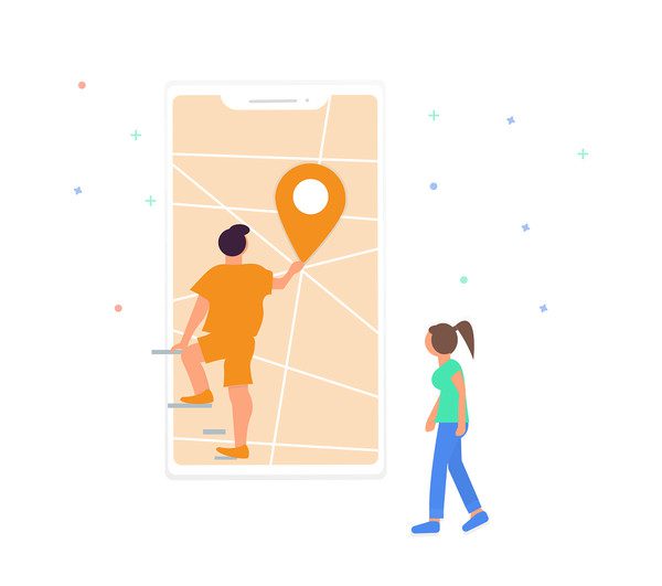 Reiser - søker lokasjon - illustrasjon