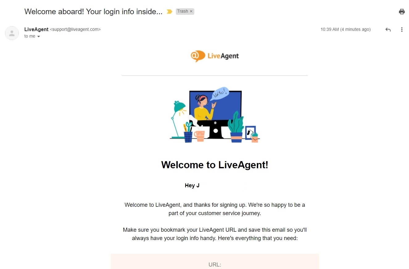 Velkomst til LiveAgent-e-post