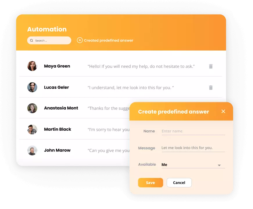 LiveAgent-automatiseringer - forhåndsdefinerte svar