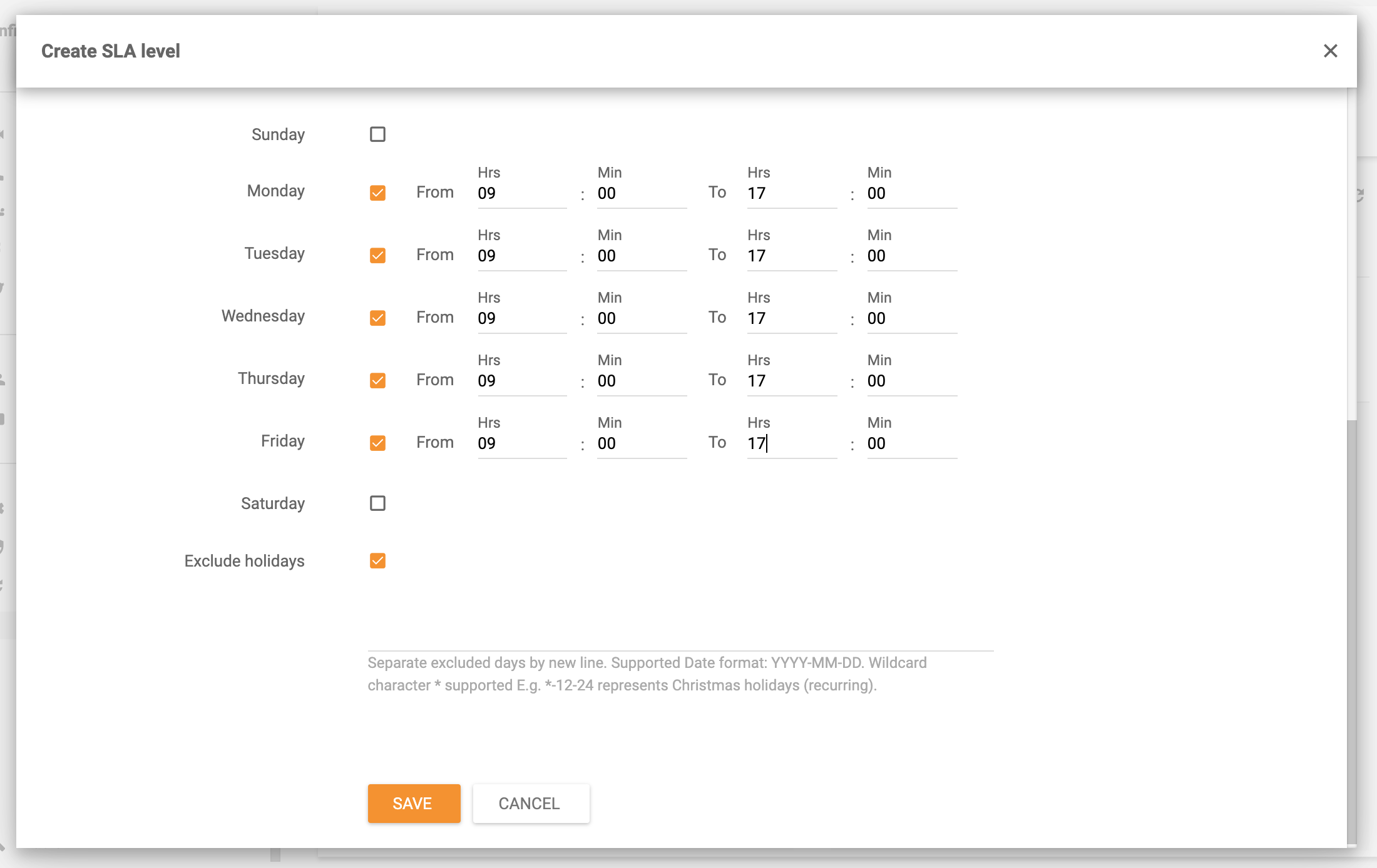 LiveAgent kontortid eksempel