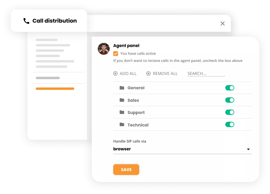 Innstillinger for samtaledistribusjon