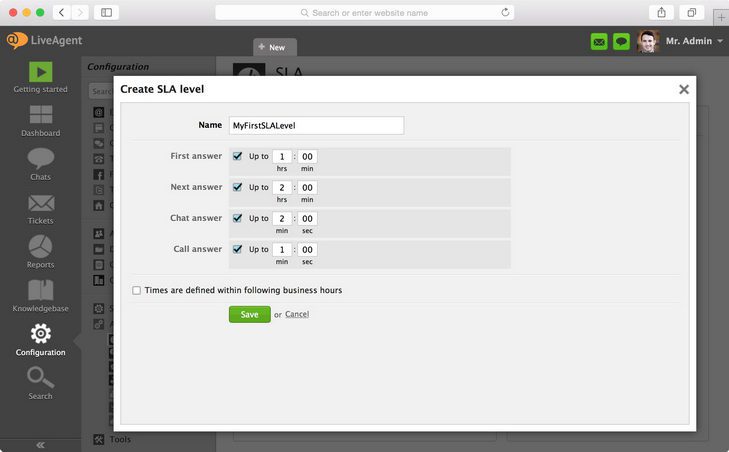 Hvordan du oppretter et SLA-nivå og definerer den ønskede handlingen