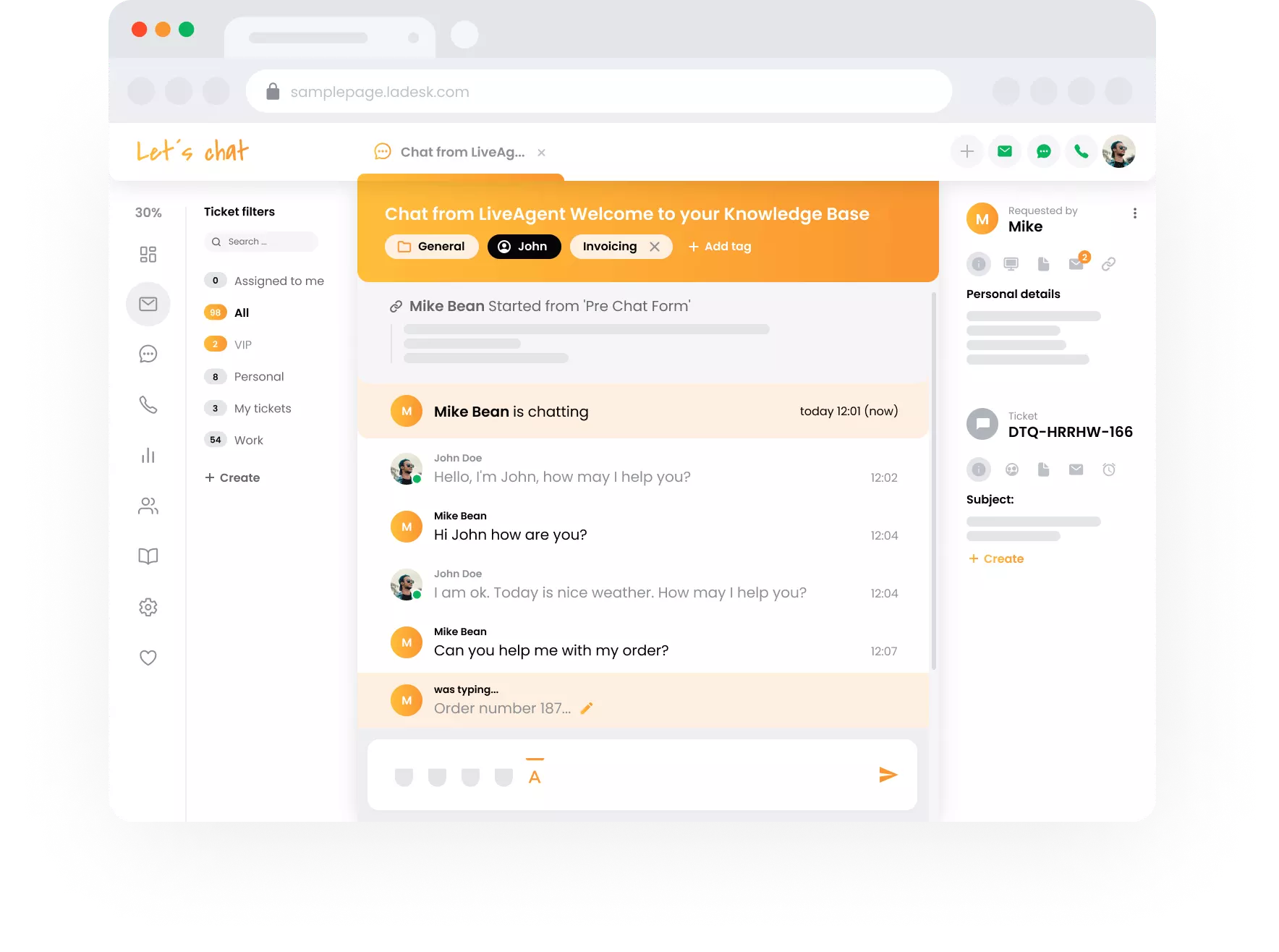 LiveAgent real time typing preview