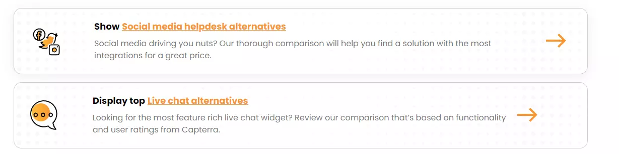LiveAgent-alternativer: Handlingsoppfordring-knapper