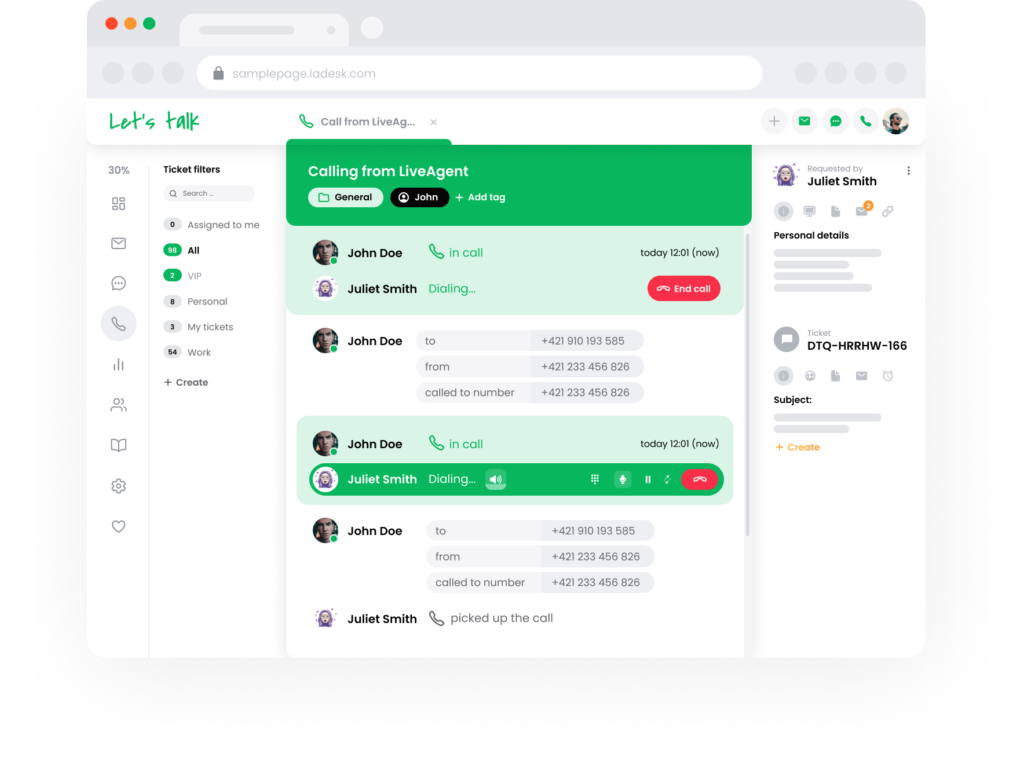 LiveAgent Call Center-programvare