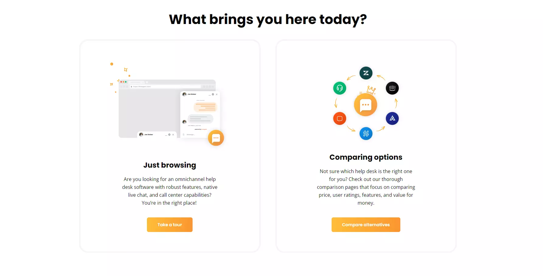 Eksempler på LiveAgents handlingsoppfordringer