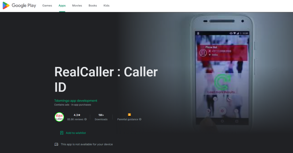 RealCaller: Caller ID Google Play-nettsted