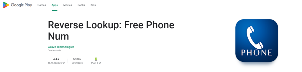 Reverse Lookup: Free Phone Num Google Play-nettsted