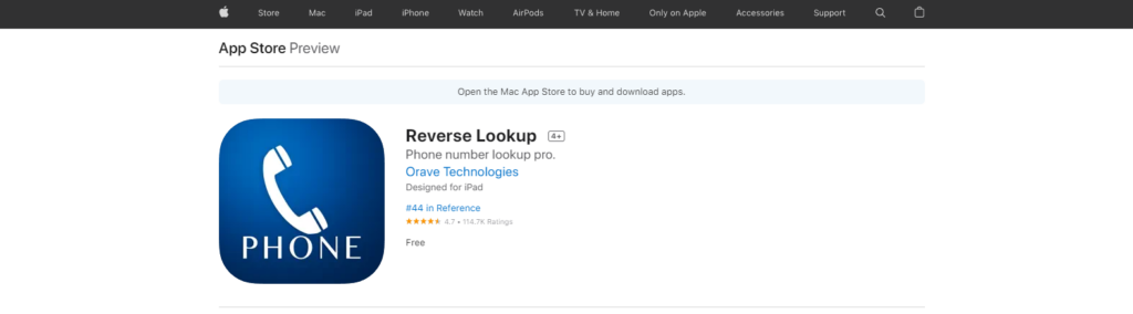 Reverse Lookup App Store-nettsted