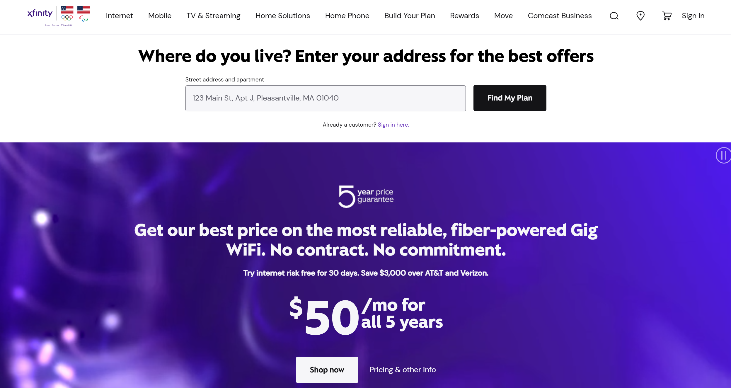 Xfinity kundesenterkontakter