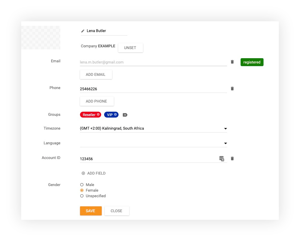 Adding a contact in LiveAgent