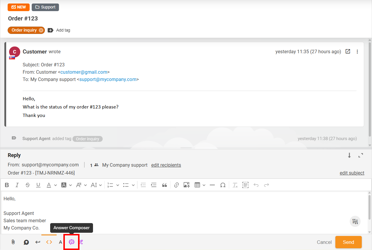 AI Answer Composer-knapp