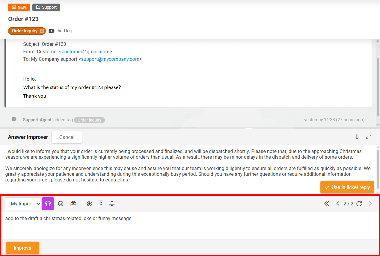 Redigering av svar med Answer Composer