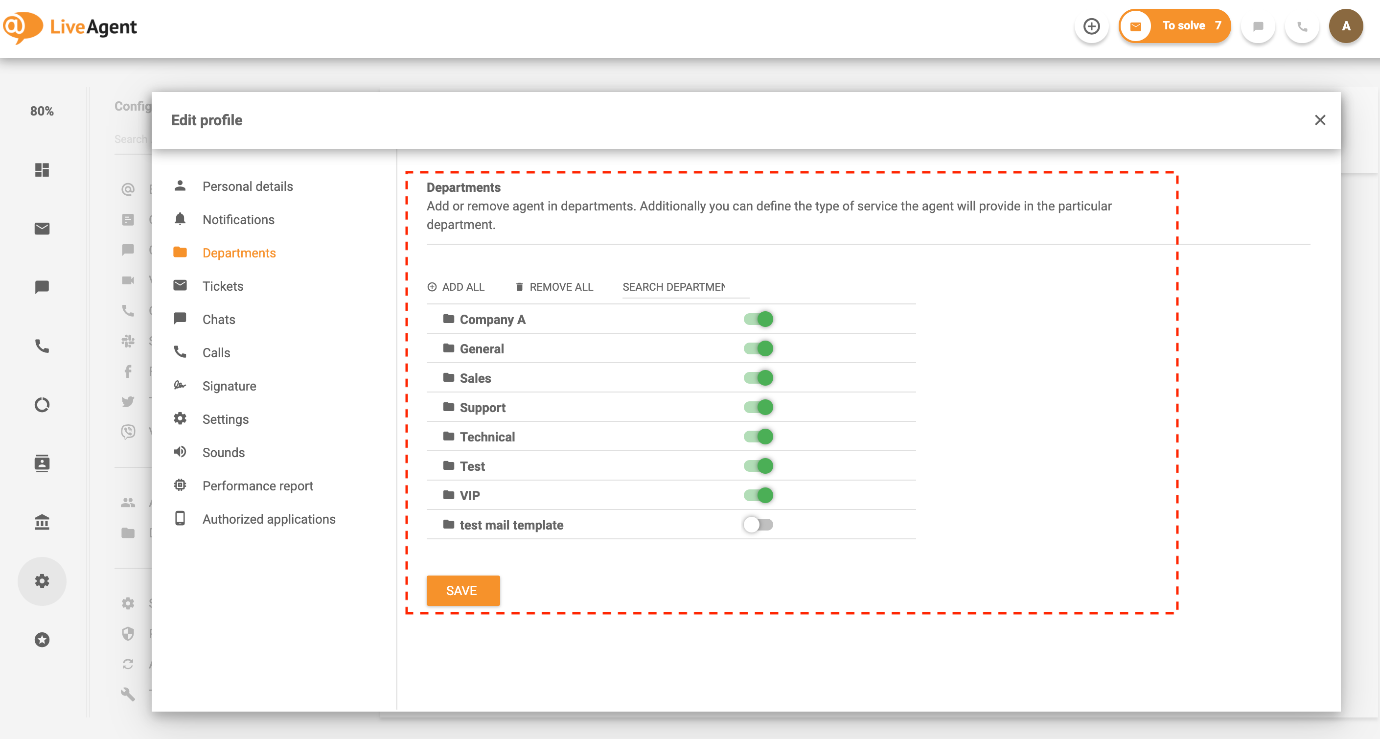 Tildel agenter til avdelinger-LiveAgents