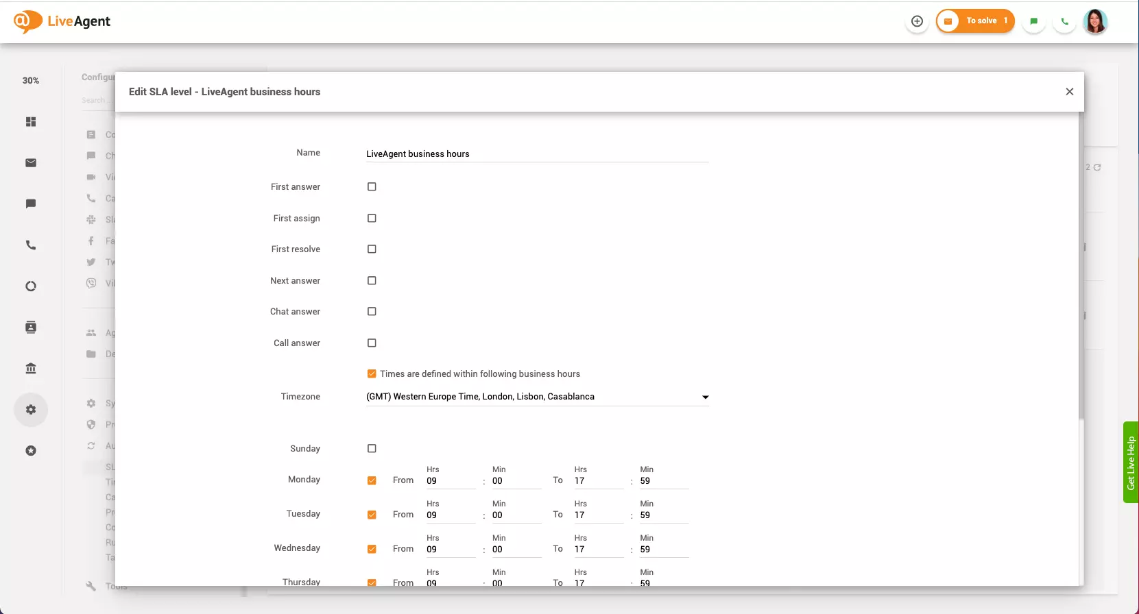 Oppsett av åpningstider