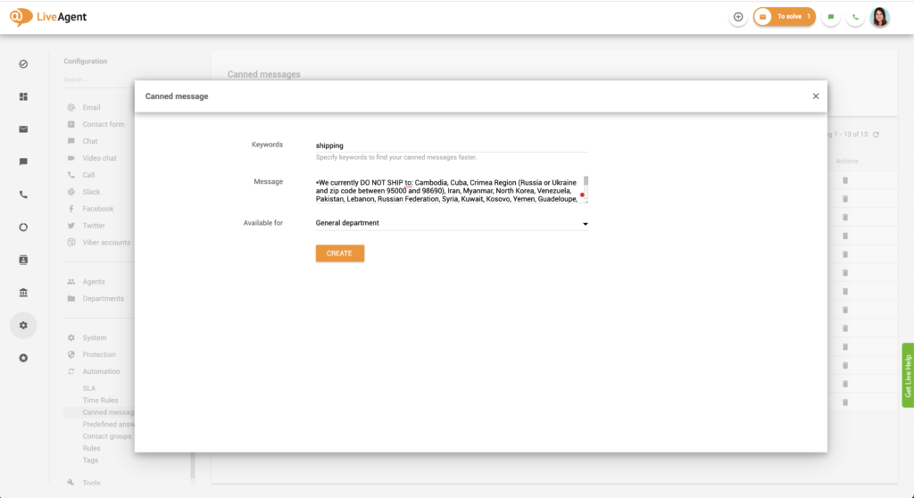 Skjema for opprettelse av standardisert melding
