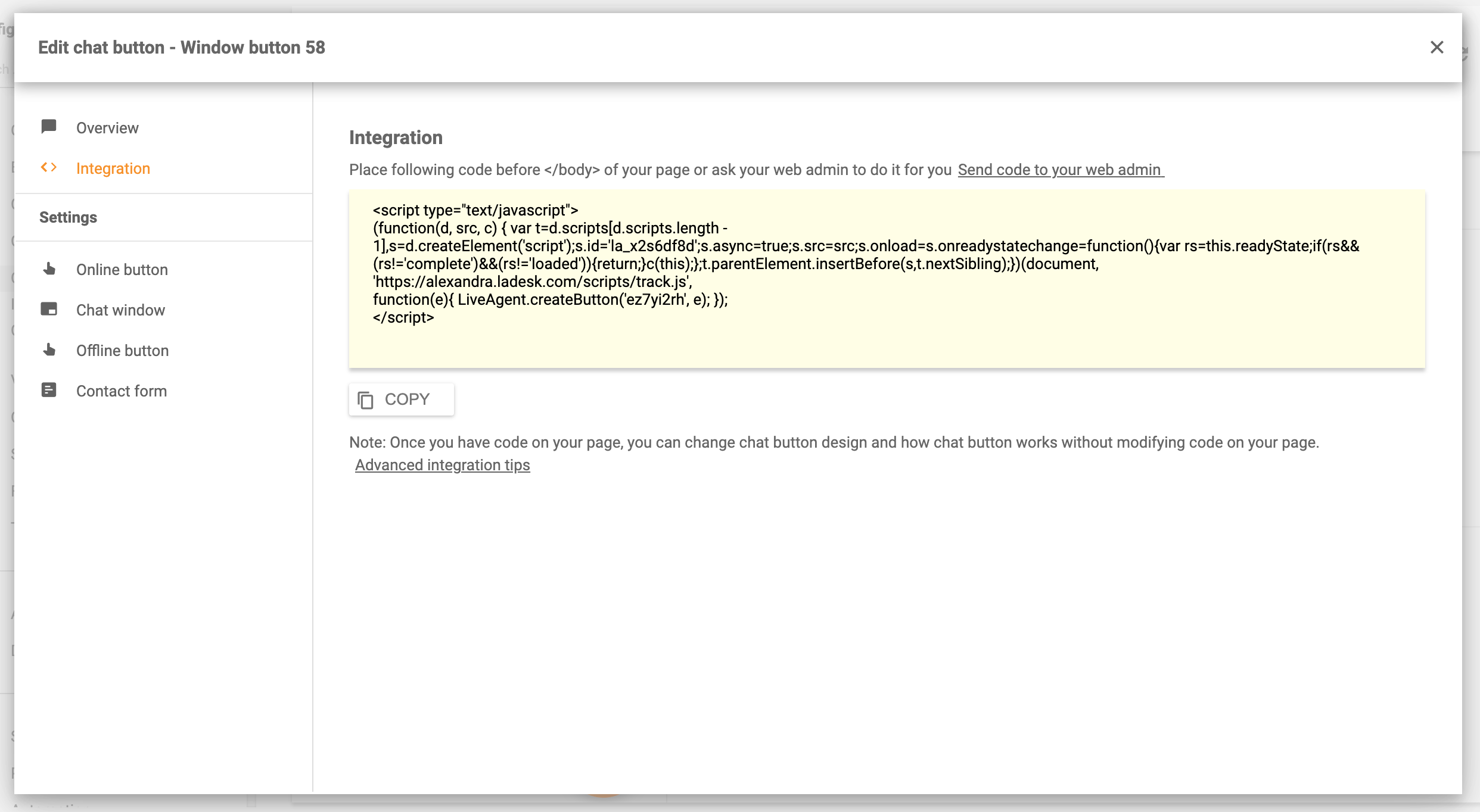 Bygg inn chatten på nettstedet - LiveAgent