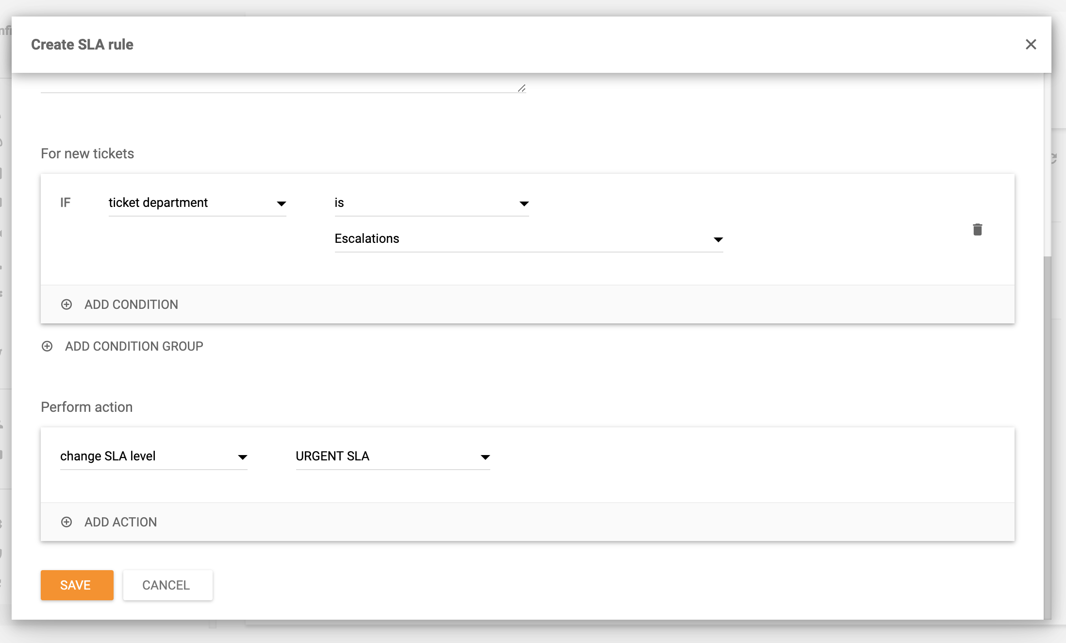 SLA-regelopprettelse i LiveAgent