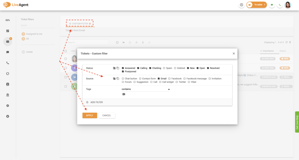 Egendefinerte filteralternativer