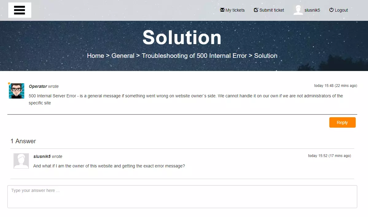 Eksempel på offentlig kundeforum