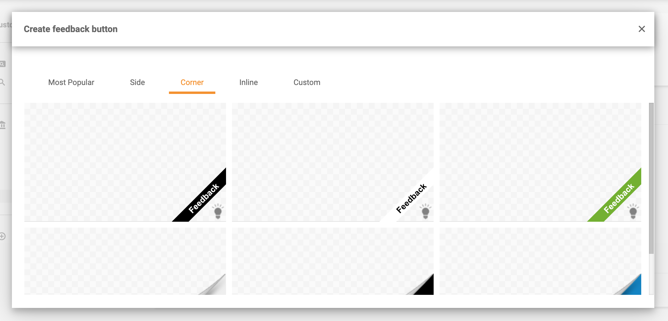 Corner feedback buttons